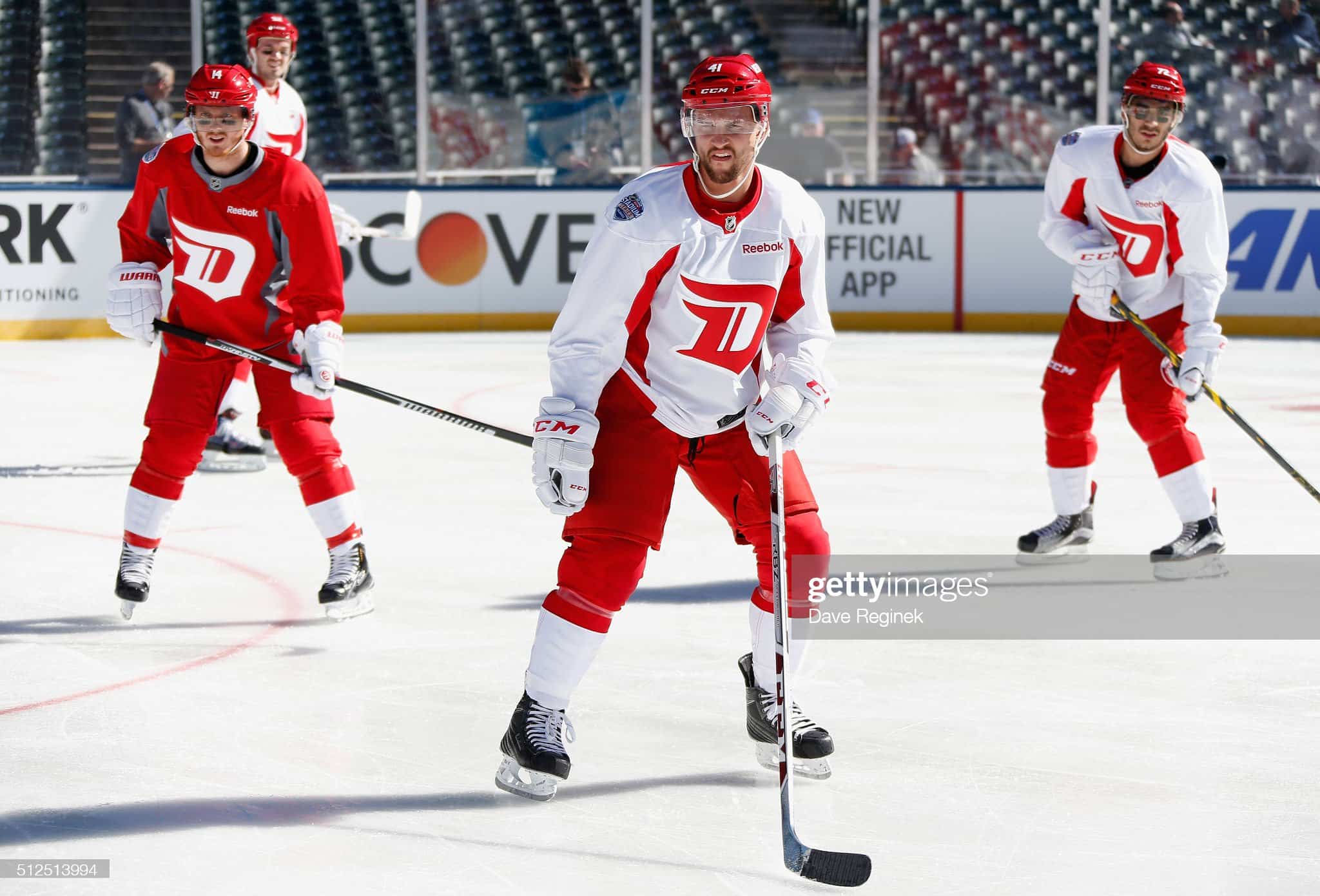 Luke Glendening 2015-16 Detroit Red Wings Stadium Series Practice Game Worn  Jersey 