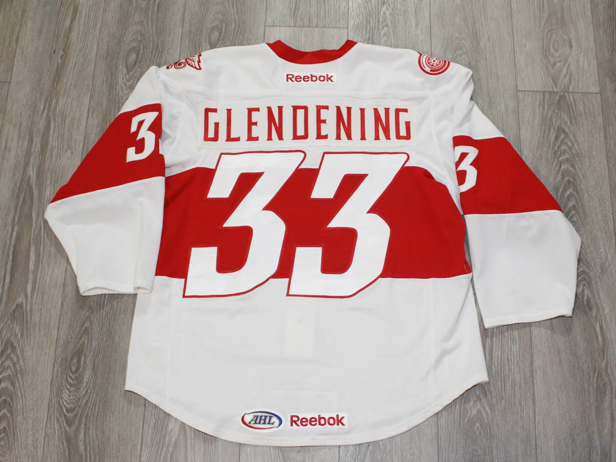 Luke Glendening 2013-14 Grand Rapids Griffins Winter Classic 3rd Period  Game Worn Jersey 