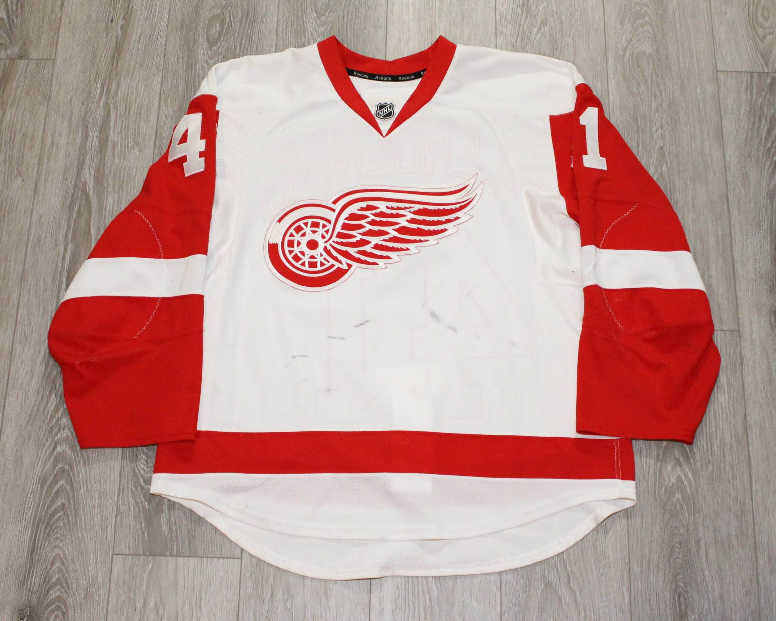 Luke Glendening 2013-14 Detroit Red Wings White Set 1 Game Worn Jersey -  Rookie, First Goal, Photo Matched 