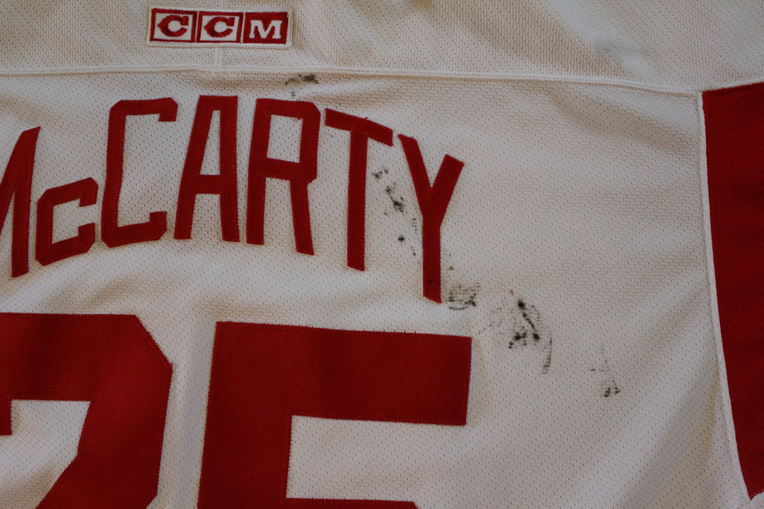 Darren McCarty 2001-02 Detroit Red Wings White Playoff Game Worn Jersey -  Stanley Cup Finals, Matched 